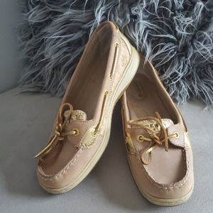 Sperry Top-Sider Angelfish Boat Shoes Leather with Gold Metallic Trim size 8